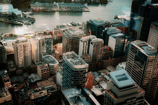 Sydney harbor and skyscrapers. Shooting Location: sydney, australia