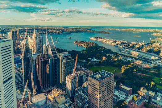 Sydney buildings and bay. Shooting Location: sydney, australia