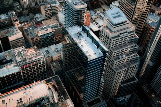 Rooftop view of a skyscraper. Shooting Location: sydney, australia