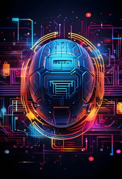 vibrant mix of abstract circuitry intertwined with rugby balls, representing AI role in personalized sports training