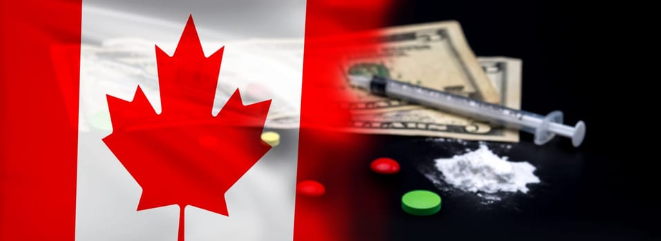 Fentanyl crisis in Canada. The role of border trafficking and illegal synthetic opioids impacting health and communities. Synthetic opioid epidemic at the Us-Canada border. Smuggling routes.