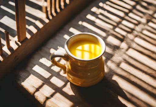 Sunlit Mornings: Golden Turmeric Milk in a Cozy Ceramic Mug