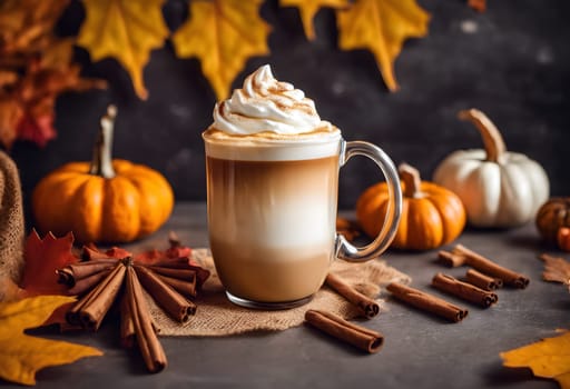 Cozy Moments: Pumpkin Spice Latte with Whipped Cream in Warm Light