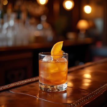 Sipping in Style: The Old Fashioned Orange Twist at a Vintage Bar