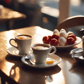 Cozy Café Corner: Poached Eggs and Flat White in Morning Light