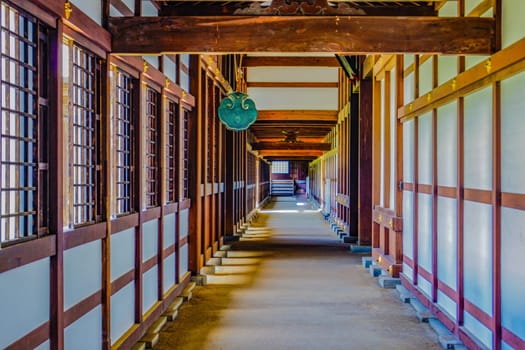 Japanese architecture at the end of the wooden hallway. Shooting Location: Niigata Prefecture