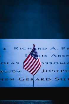 american flag on monument. Shooting Location: new york, manhattan
