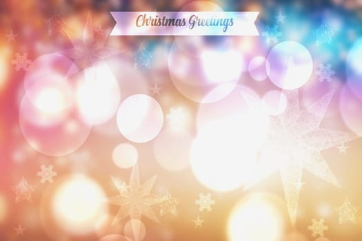 Abstract festive elegant gold blue white glittering greeting card with stars and a bokeh lighted Merry Christmas text. Beautiful backdrop with space.