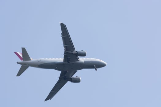 RATINGEN, NRW, GERMANY - AUGUST 28, 2018: Ratingen, Nrw, Germany - August 28, 2018:  Passenger plane landing on the Dusseldorf airport