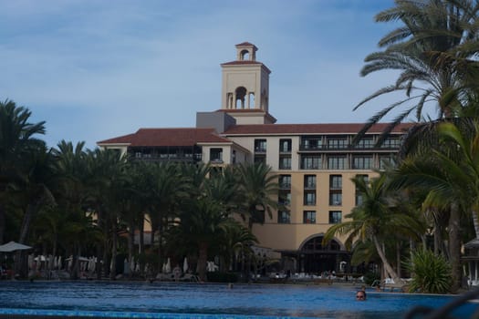 CRAN CANARIA, MELONERAS - NOVEMBER 13, 2019: Cran Canaria, Meloneras, Spain - November 13, 2019:  Luxury hotel in Gran Canaria, Spain. Famous luxury hotel in Gran Canaria, Spain