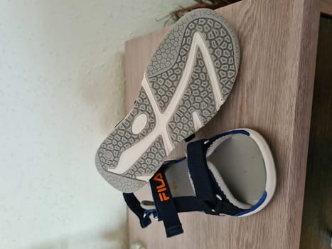 HEILIGENHAUS, NRW, GERMANY - JUNI 09, 2020: Heiligenhaus, Nrw, Germany - Juni 09, 2020: Children's sandals from Fila in size 36