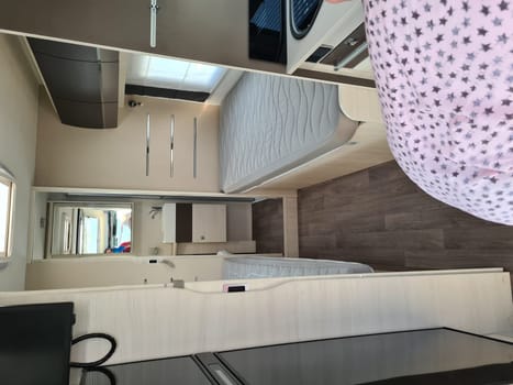 MUELHEIM RUHR  NRW  GERMANY -SEPTEMBER  11  2020: Muelheim Ruhr, Nrw, Germany-September 11, 2020:   Motorhomes and campers for sale or rent. Concept freedom, family holiday travel, vacation travel with camper.