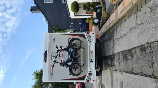 HEILIGENHAUS, NRW, GERMANY - AUGUST 09, 2021: Heiligenhaus, Nrw, Germany - August 09, 2021:  Motorhomes and campers for sale or rent. Concept freedom, family holiday travel, vacation travel with camper.
