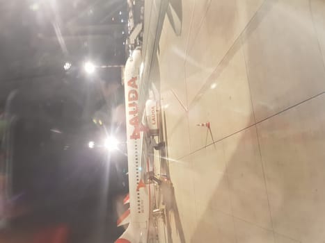 DUESSELDORF, NRW, GERMANY - NOVEMBER 11, 2019: Dusseldorf, Nrw, Germany - November 11, 2019:  Window view from the passenger seat of a passenger plane