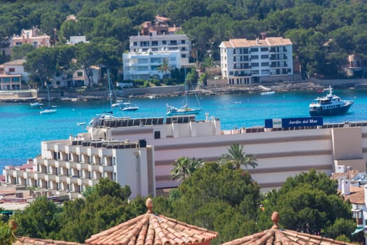 Paguera, MALLORCA, SPAIN - JULY 01, 2016: Paguera, Mallorca, Spain - July 01, 2016: Beautiful view of the coast of Peguera, Spain Mallorca, panorama of the beach Costa de la Calma