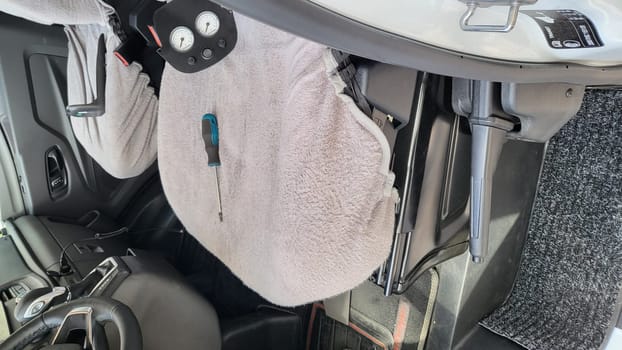VELBERT, NRW, GERMANY - June 16, 2022: Installation of an additional air suspension in a mobile home to increase the load capacity