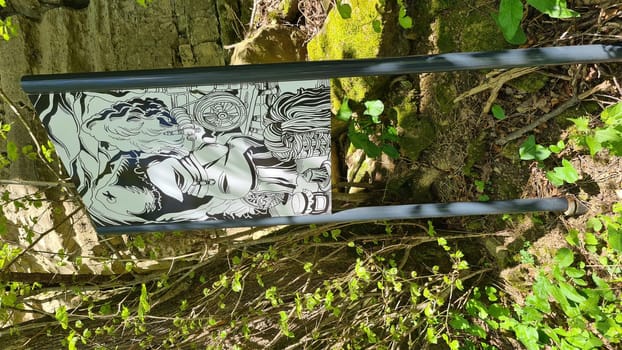 ROSPORT, LUXEMBOURG - APRIL 16, 2022: Rosport, Luxembourg - April 16, 2022: Hiking trail "Hoelt R7 - In the footsteps of the white woman"""