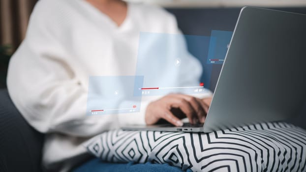 Woman using computers to learning online with webinar, Internet lessons, Webinar, Education online concept, video tutorial, Education concept, Technology education, Learning through technology.