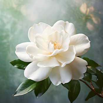 A field of delicate blooming flowers glows softly in pastel hues, bathed in the warm, gentle light of morning.