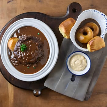 Savor the Tradition: Steak and Yorkshire Pudding with Hearty Gravy