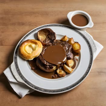 Classic Comfort: Steak with Rich Gravy and Yorkshire Pudding