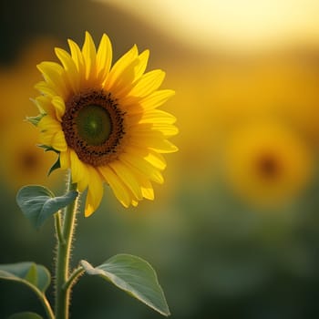 Bright Sunflower with Subtle Golden Tones in Blur