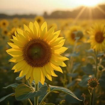 Serene Sunflower Surrounded by Soft Golden Glow