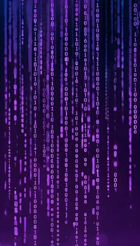 abstract animation of binary code cascading down like digital rain, representing data insights in monochromatic hues
