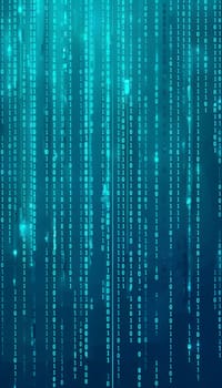 abstract animation of binary code cascading down like digital rain, representing data insights in monochromatic hues