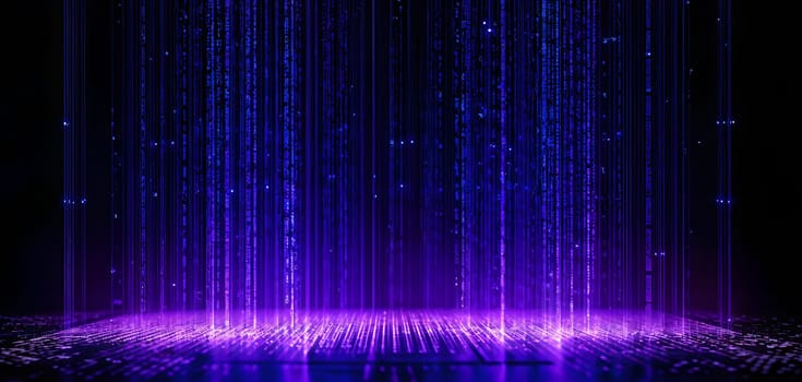 abstract animation of binary code cascading down like digital rain, representing data insights in monochromatic hues