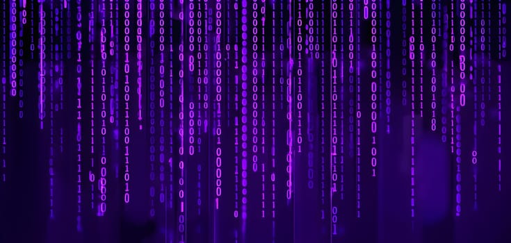 abstract animation of binary code cascading down like digital rain, representing data insights in monochromatic hues