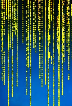 abstract animation of binary code cascading down like digital rain, representing data insights in monochromatic hues