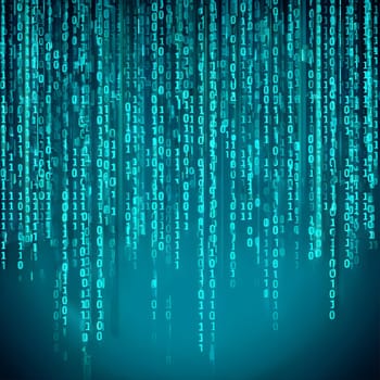 abstract animation of binary code cascading down like digital rain, representing data insights in monochromatic hues