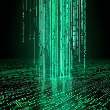 abstract animation of binary code cascading down like digital rain, representing data insights in monochromatic hues