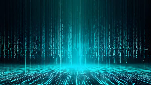 abstract animation of binary code cascading down like digital rain, representing data insights in monochromatic hues