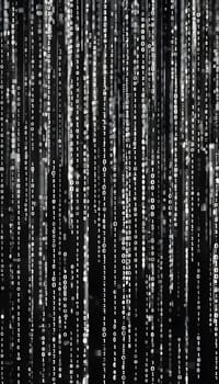 abstract animation of binary code cascading down like digital rain, representing data insights in monochromatic hues
