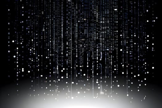 abstract animation of binary code cascading down like digital rain, representing data insights in monochromatic hues
