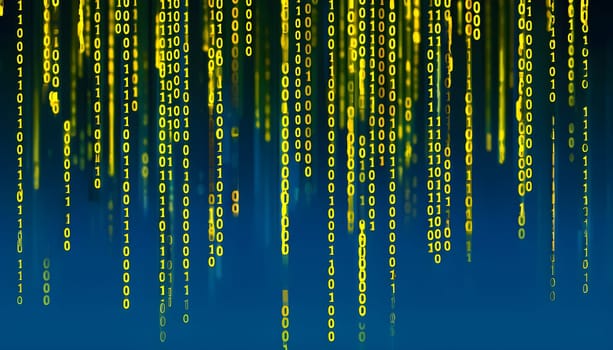 abstract animation of binary code cascading down like digital rain, representing data insights in monochromatic hues