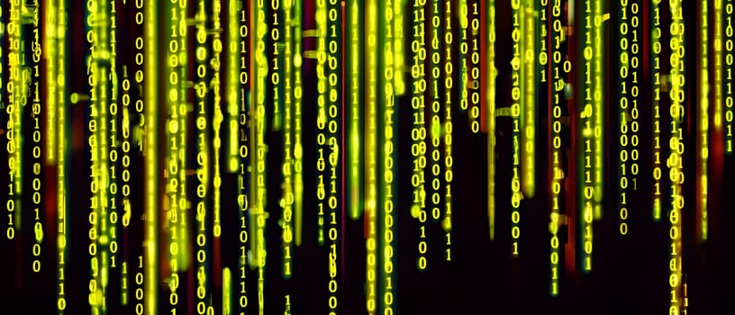 abstract animation of binary code cascading down like digital rain, representing data insights in monochromatic hues