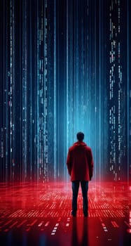 abstract animation of binary code cascading down like digital rain, representing data insights in monochromatic hues
