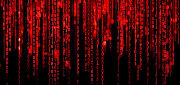 abstract animation of binary code cascading down like digital rain, representing data insights in monochromatic hues