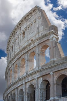Rome, Italy - October 8, 2020: Colosseum, 1st century antique, oval amphitheatre in the centre of the city, one of New7Wonders of the World