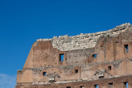 Rome, Italy - October 8, 2020: Colosseum, 1st century antique, oval amphitheatre in the centre of the city, one of New7Wonders of the World