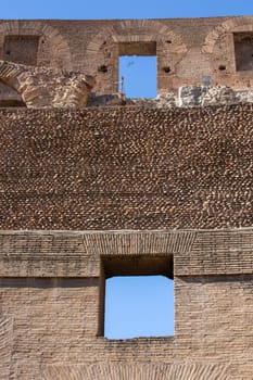 Rome, Italy - October 8, 2020: Colosseum, 1st century antique, oval amphitheatre in the centre of the city, one of New7Wonders of the World