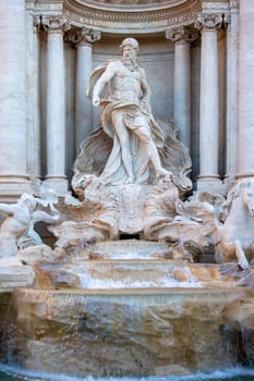 Rome, Italy - October 9, 2020: 18th century Trevi Fountain designed by Italian architect Nicola Salvi, one of the most famous fountains in the world