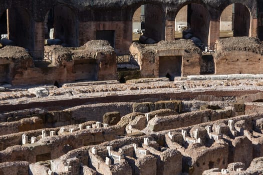 Rome, Italy - October 8, 2020: Colosseum, 1st century antique, oval amphitheatre in the centre of the city, one of New7Wonders of the World