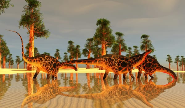 Dicraeosaurus was a sauropod herbivorous dinosaur that lived in the Jurassic Era of Tanzania, Africa.