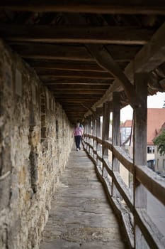 City wall around the town of Rothenburg ob der Tauber in Germany, accessible on a circular route