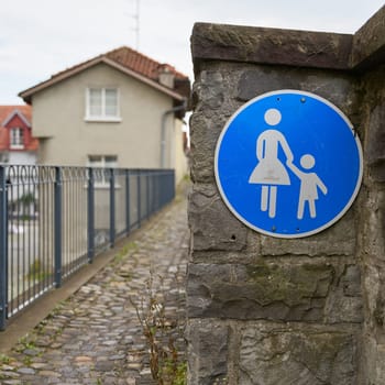 Traffic sign indicating a footpath in the town of Lindau on Lake Constance in Germany