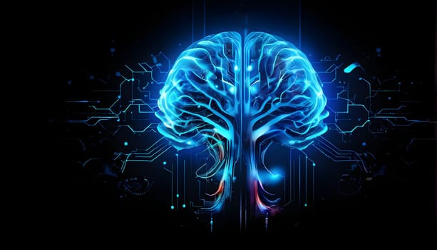abstract brain split into two halves, one side athletic motion, the other side neural network